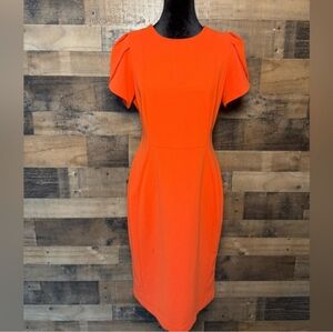 Calvin Klein Women's Layer Sleeve Orange Dress Size 10 AB 514